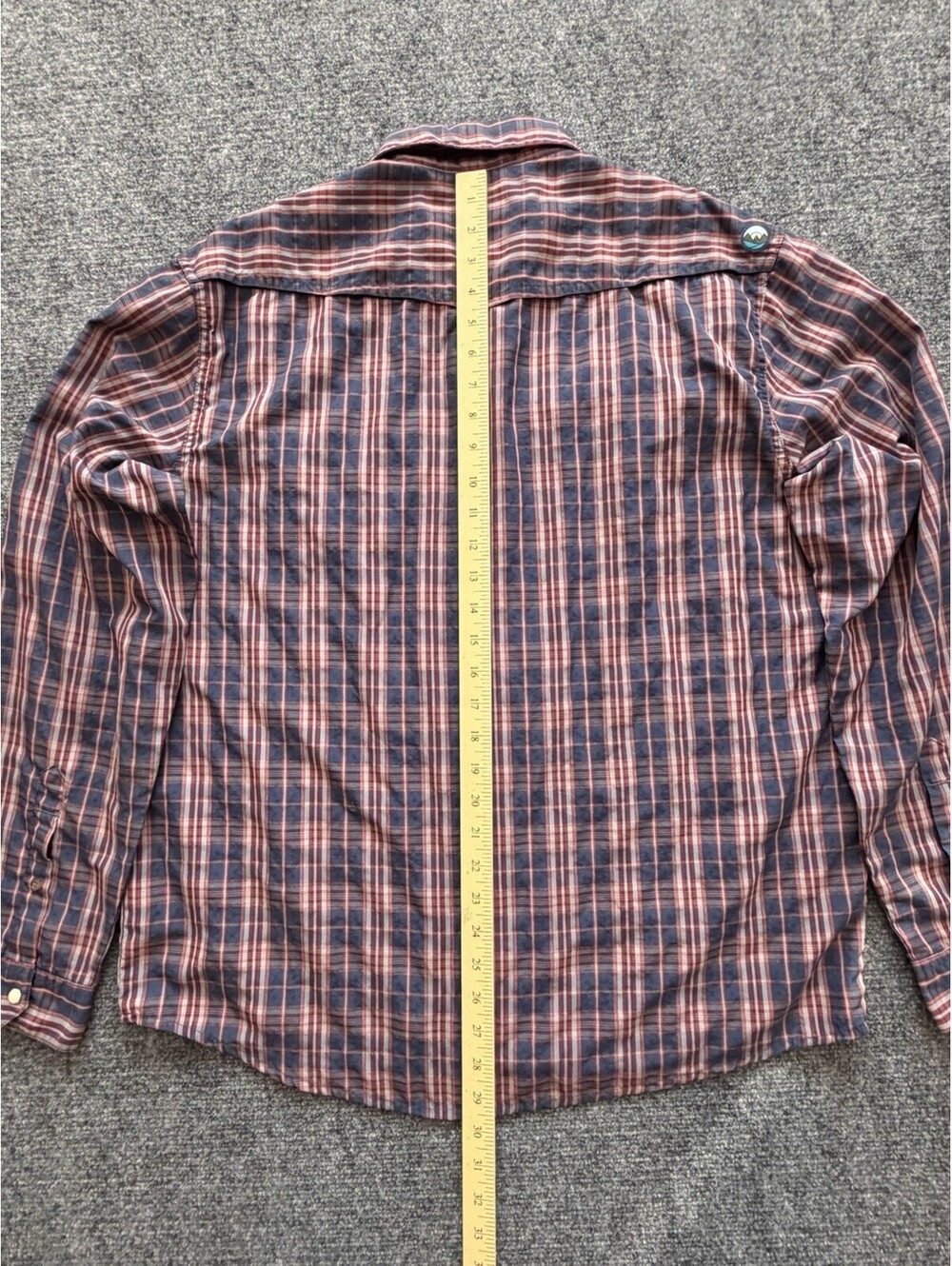 Men’s Wrangler Outdoor Pearl Snap Shirt Vented Size Large blue Red Plaid Utility - Picture 10 of 16